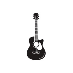Fototapeta premium Black Acoustic Guitar Illustration on White.