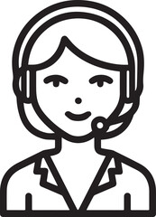 Obraz premium Hand Drawn Female Customer Service Agent Black and White Avatar Illustration in Minimal Line Art Style Design