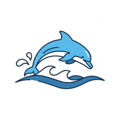 Obraz premium Dolphin Jumping Out of Water Illustration.