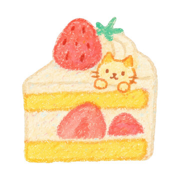 PNG Cute cake with cat illustration.