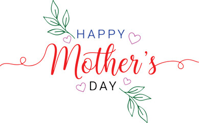 Fototapeta premium A festive Mother's Day greeting with floral elements and hearts