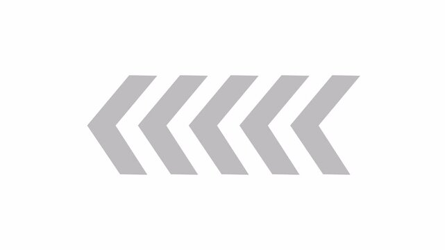 Animated looping swipe left arrow pointing. 5 arrow animated ,arrow doing direction information animation on transparent background  4K video. 
