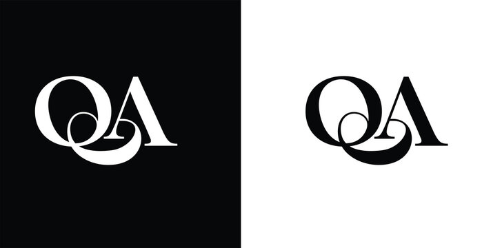 A stylized QA logo presented in both white and black on contrasting backgrounds
