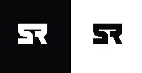 Obraz premium A stylized SR logo presented in both black and white colors on contrasting backgrounds