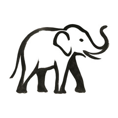 Obraz premium PNG Minimalist elephant ink illustration.