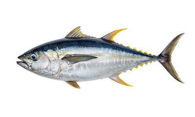 Obraz premium Detailed side view of an atlantic bluefin tuna on transparent background