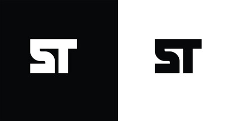 Obraz premium A stylized logo featuring the letters ST in a modern design on a black and white background