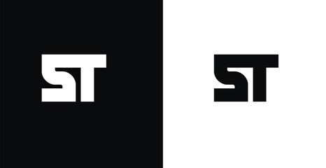 Fototapeta premium A stylized logo featuring the letters ST in a modern design on a black and white background