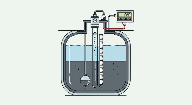 Industrial Tank Level Monitoring System Illustration.