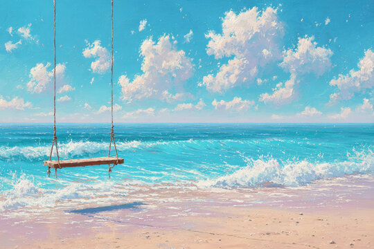 swings in the open sea, a vacation concept