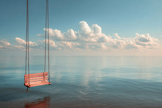 swings in the open sea, a vacation concept