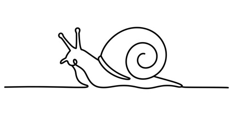 Minimalist Snail Continuous Line Art Illustration © Bilas