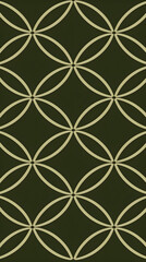 Fototapeta premium Dark green background with interlocking beige circles pattern