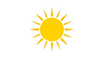 Fototapeta premium Bright yellow sun icon. Spikes radiate from a central circle on a white background