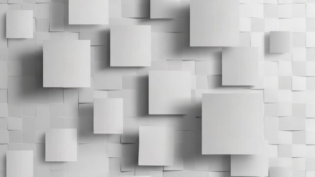 Video A collection of white cubes stacked on a wall, providing a minimalist and clean background for various uses