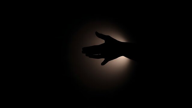 forearm. Silhouetted forearm reaching toward a light source against a dark gradient background. wellbeing guides, coaching materials, designed for mental health education and mindfulness programs.
