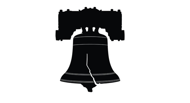 Liberty bell in a striking black silhouette