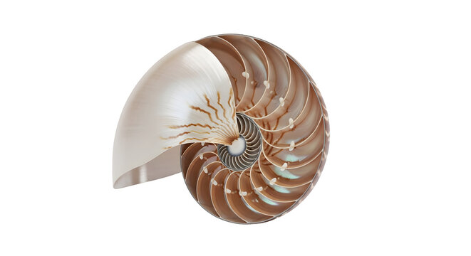 Nautilus shell cross section isolated on transparent background