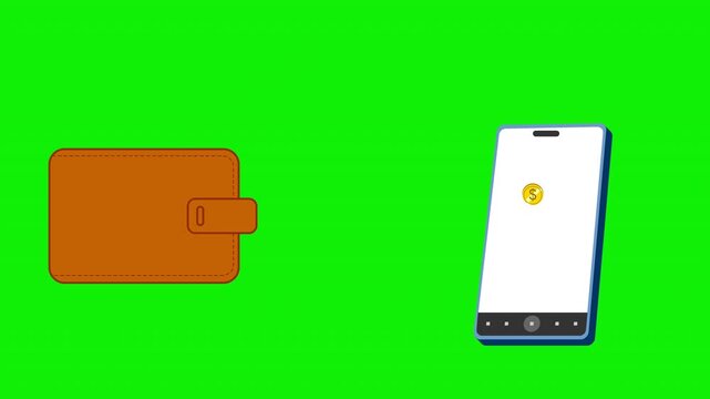 Money Transfer From Smartphone To Wallet Animation Digital Payment Finance Concept &ndash; 4K Animation Video Motion Graphics With Background