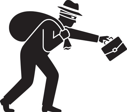 man wearing mask and hat sneaking with briefcase