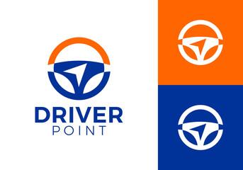 steering wheel and north compass logo vector design concept © nubikor