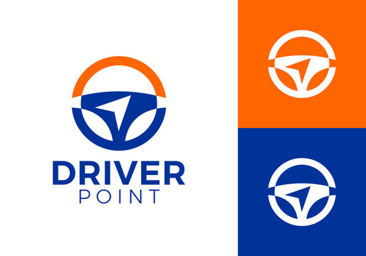 steering wheel and north compass logo vector design concept