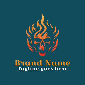 Skull Flame logo. Fully Vector EPS file. CMYK color mode. Editable color. Easy to download.