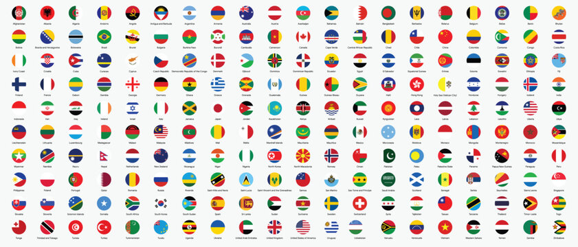 Circle world national flags vector illustration