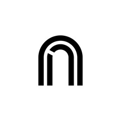 Fototapeta premium Abstract minimalist logo design with geometric letterform shapes on white background