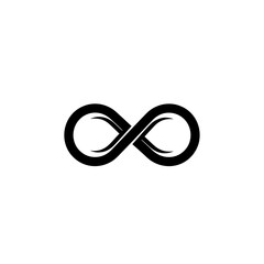 Black and white infinity symbol on a white background design