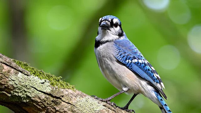 Blue jay, vibrant plumage, woodland clarity