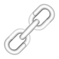 Shiny metallic chain link isolated on white background silver