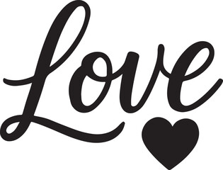 Obraz premium Love Typography with Heart Symbol Romantic Script Font Isolated on White Background Stock Design
