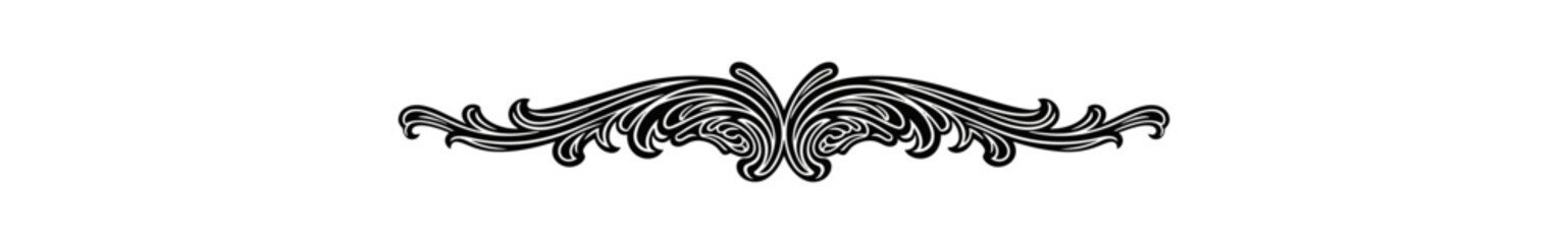 Obraz premium Abstract floral motif ornament design element isolated on black background