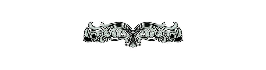 Fototapeta premium Decorative ornamental design element symmetrical floral swirl pattern