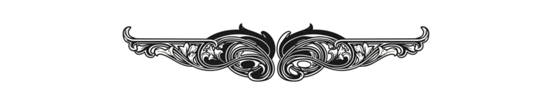 Ornamental winged design element decorative motif