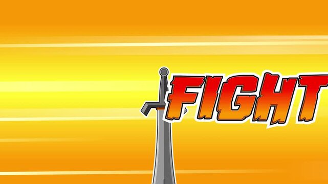 Fight Text Animation With Sword and Speed Lines Background &ndash; 4K Animation Video Motion Graphics With Background