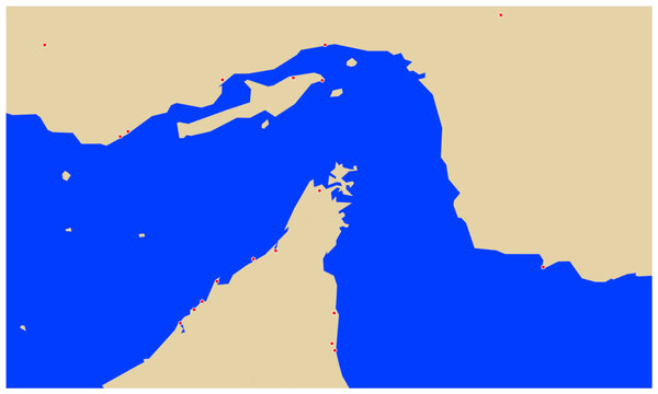 Outline map of Strait of Hormuz Strategic Oil Route Map &ndash; Middle East Geopolitical Map