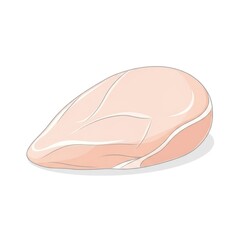 Obraz premium A single raw, boneless, skinless poultry breast, realistically depicted with detailed shading and highlights