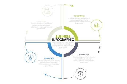 Modern Circular Business Infographic Template with 4 Steps
