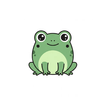 Cartoon Green Frog with Big Eyes.