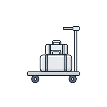 Luggage Cart with Suitcases and Handle.
