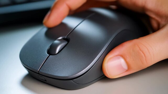 Close up modern wireless computer mouse on desk
