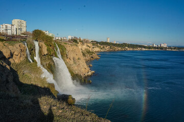 Obraz premium Very beautiful Düden Waterfall in Antalya, Turkey, December 2025