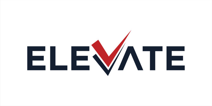 text logo elevate financial technology logo check design vector