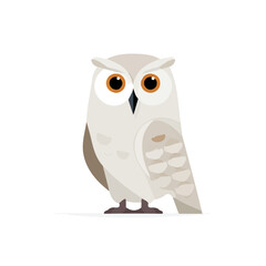 Obraz premium Simple flat 2D vector graphic of Owl, modern icon look, displayed on a pure white background.