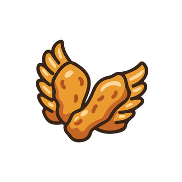 Buffalo Wings, modern 2D flat vector illustration in icon style, isolated on pure white background.