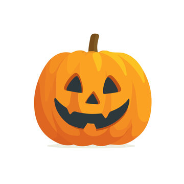 Jack-o-lantern illustrated in a clean 2D flat vector style, minimal and modern, isolated on a white background.