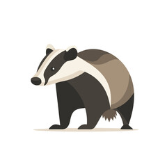 Fototapeta premium Minimal 2D vector illustration of Badger in flat icon style on a plain white background.