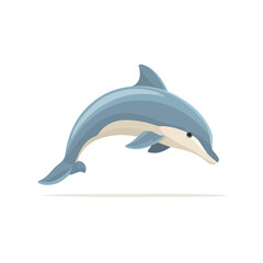 Fototapeta premium 2D flat vector illustration of Dolphin, clean and minimal icon style, isolated on white background.